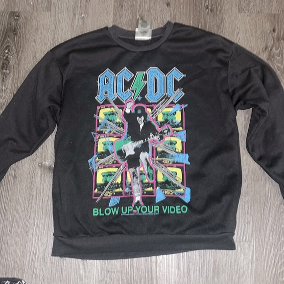 Women’s small AC/DC sweatshirt with very good vinyl print from 2016 - Picture 1 of 11